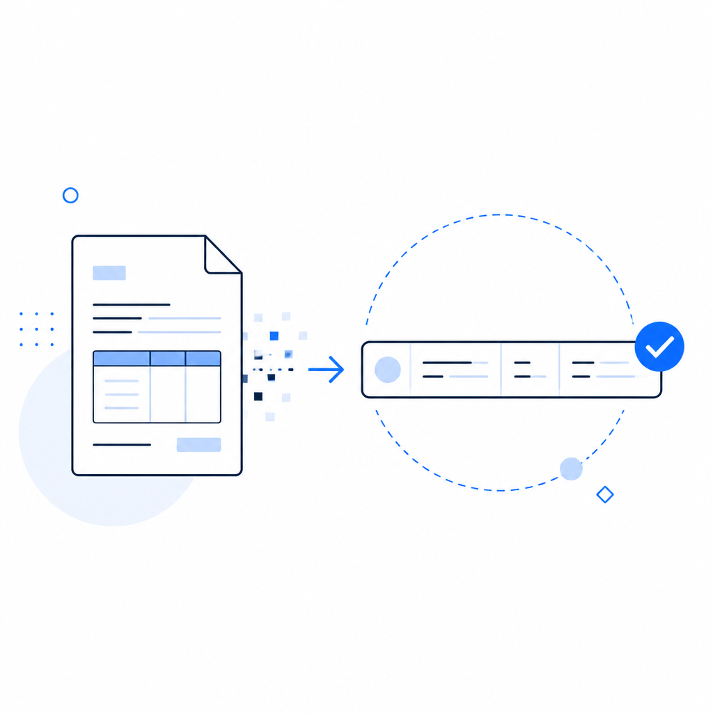 An invoice being verified and converted into a clean ledger row